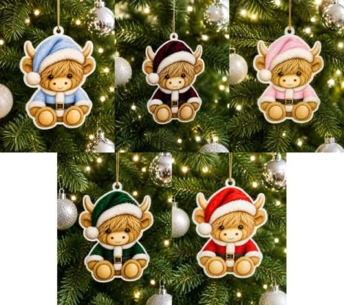 Christmas Highland Cow Hanging Decoration