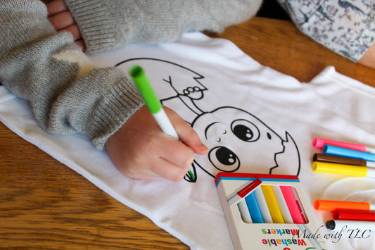 Childrens colour in again and again T shirt- Dinoshell