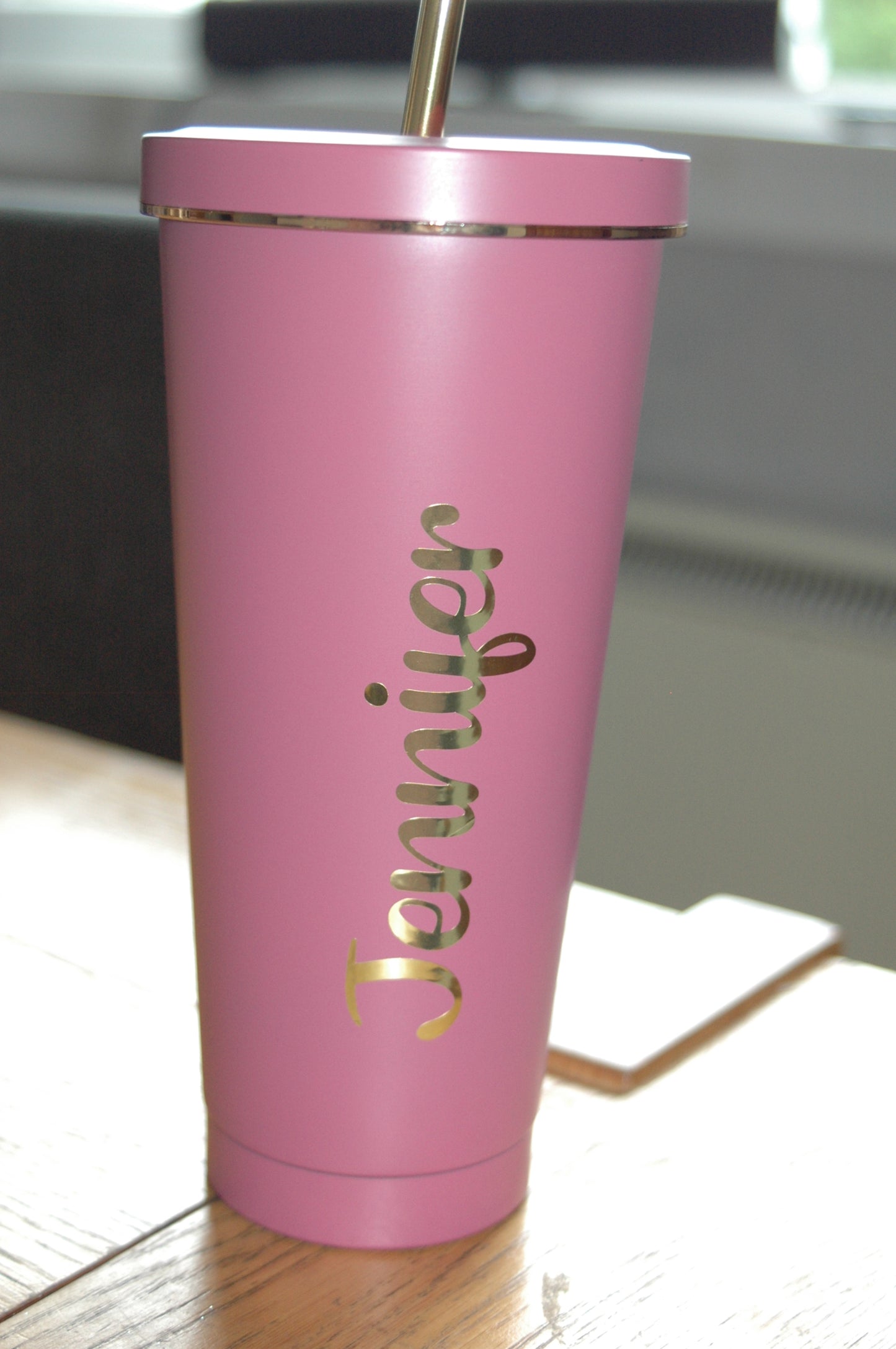 Double Walled Gold Trim Tumbler