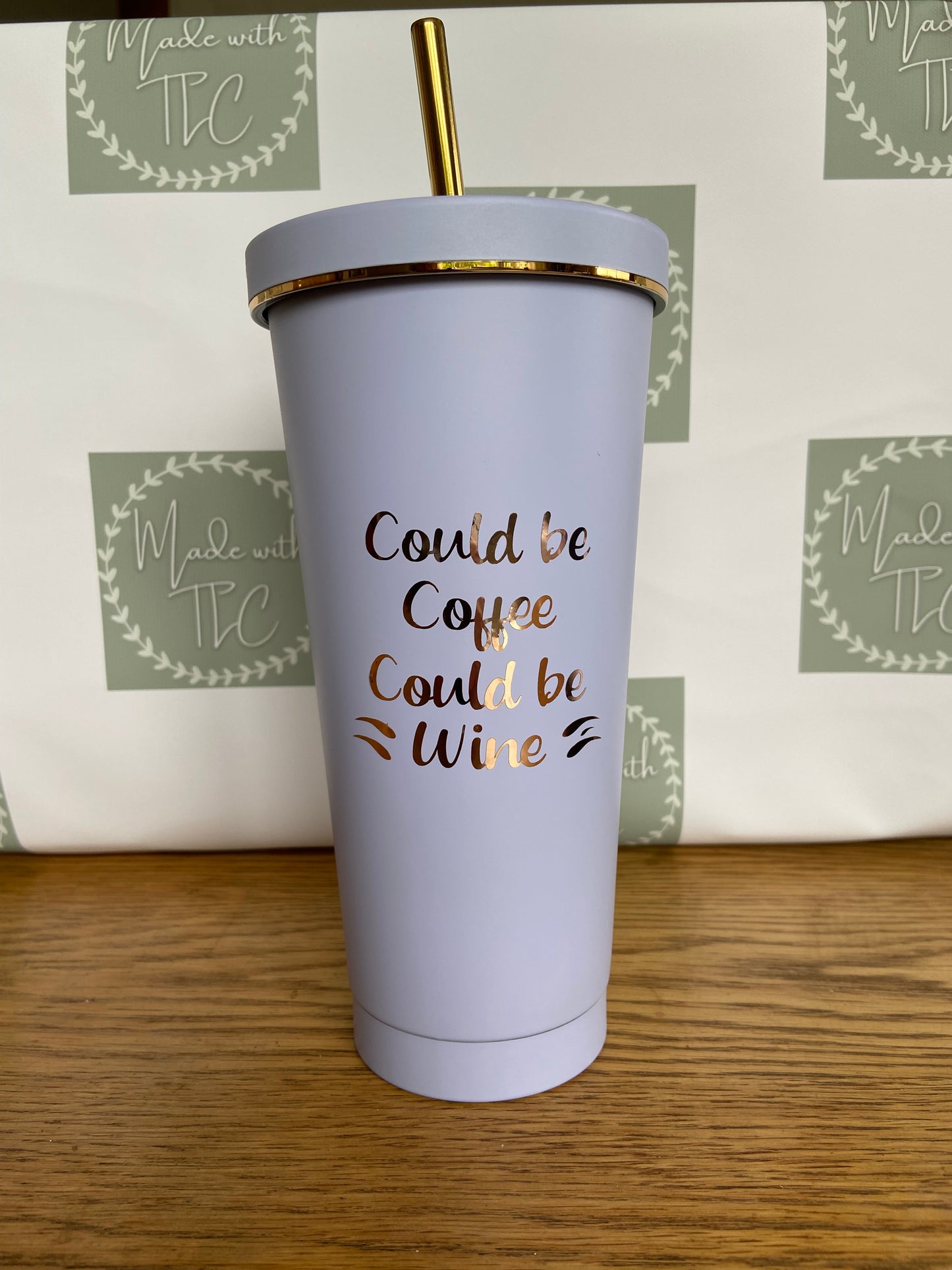 Double Walled Gold Trim Tumbler