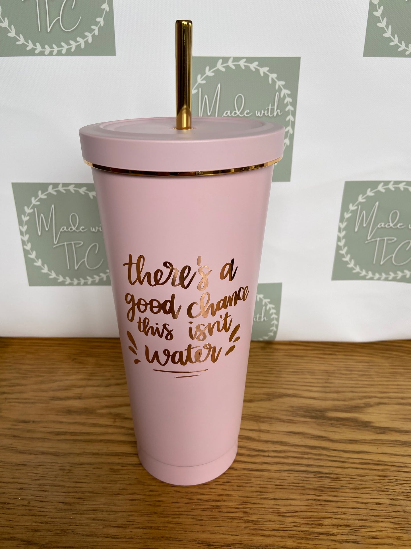 Double Walled Gold Trim Tumbler
