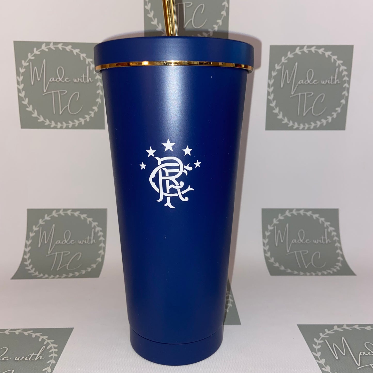 Double Walled Gold Trim Tumbler
