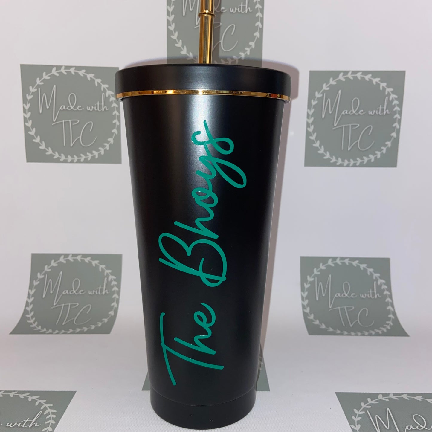 Double Walled Gold Trim Tumbler