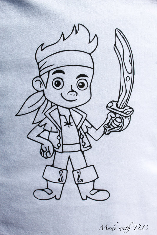 Childrens colour in again and again T shirt- Pirate Design