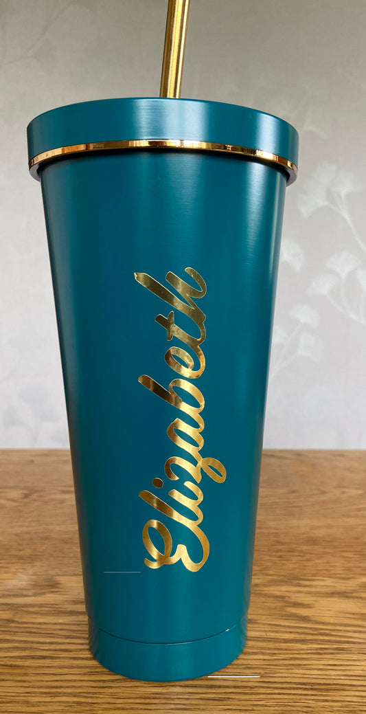 Double Walled Gold Trim Tumbler