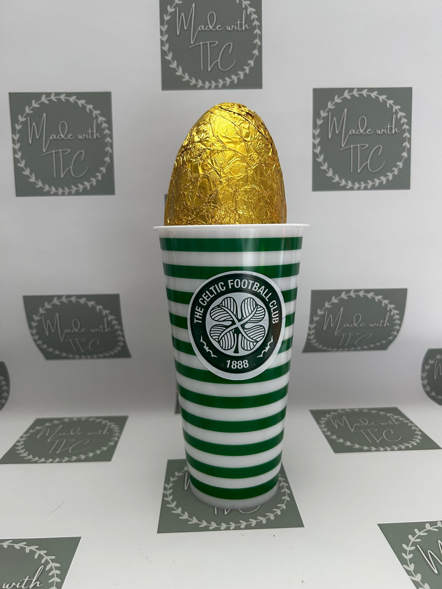 Green & White Football themed Cup
