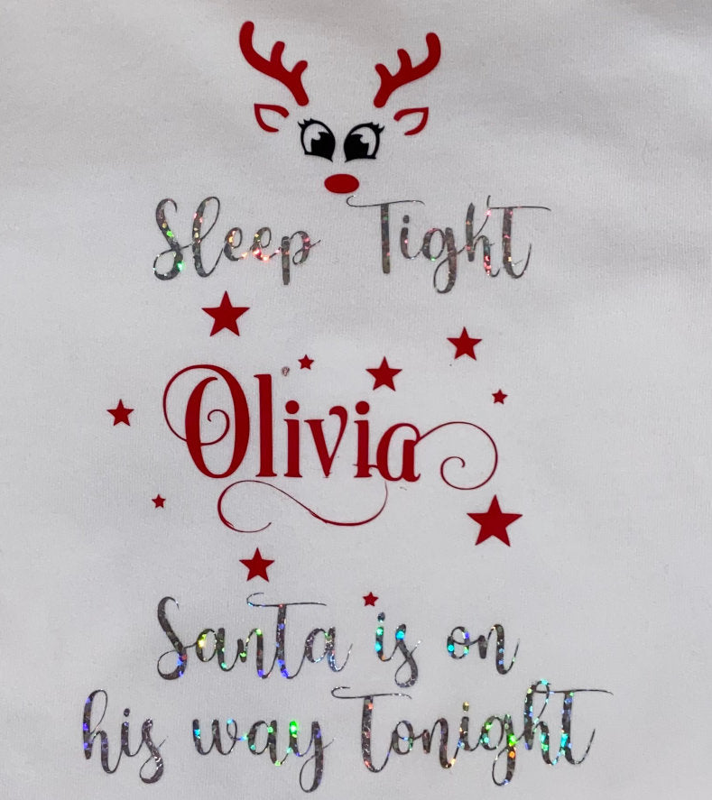 Luxury Personalised Family Christmas Matching Grey & Red Reindeer PJ'S - Adults