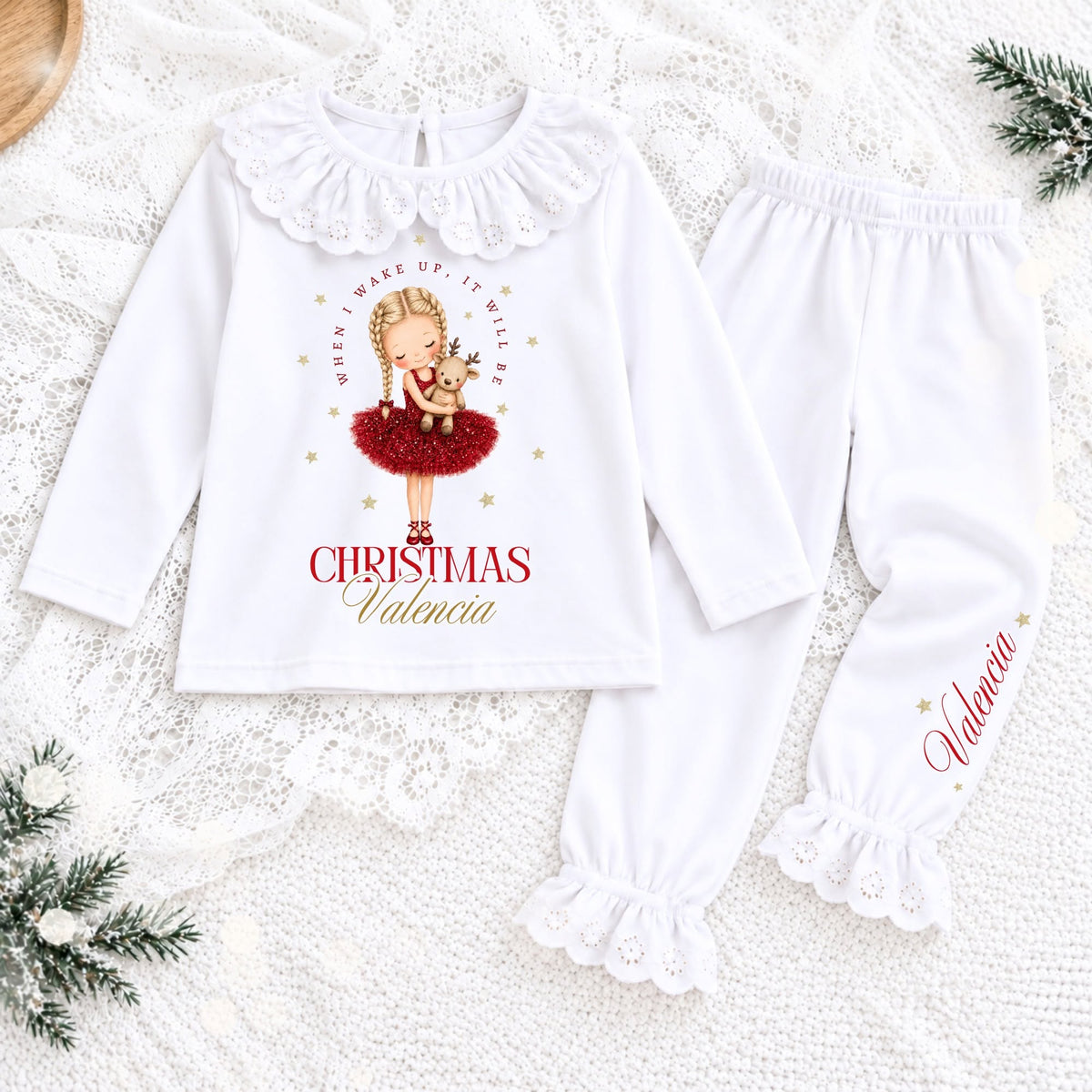 Luxury Personalised  Christmas white  PJ'S - BABY /CHILDRENS