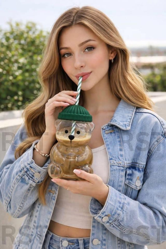 Glass Teddy Bear Cup