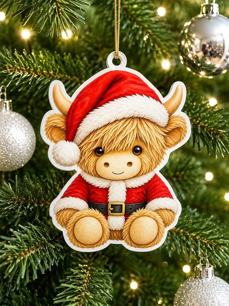 Christmas Highland Cow Hanging Decoration