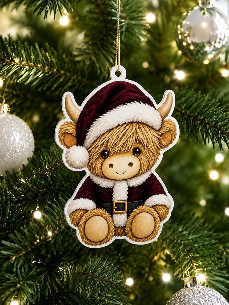 Christmas Highland Cow Hanging Decoration