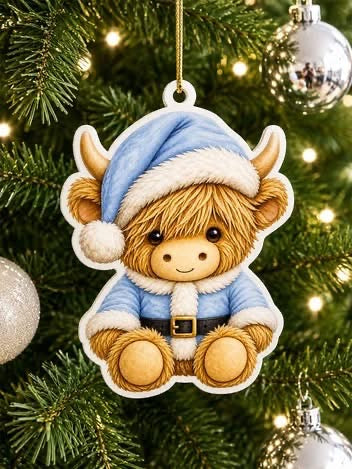 Christmas Highland Cow Hanging Decoration