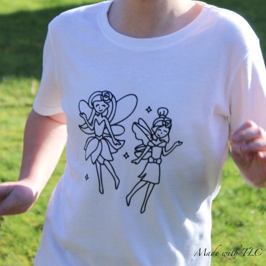 Childrens colour in again and again T shirt- Fairy Design #1