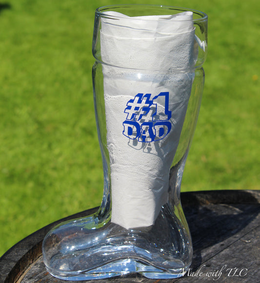 N0 1  Dad Beer Boot Glass