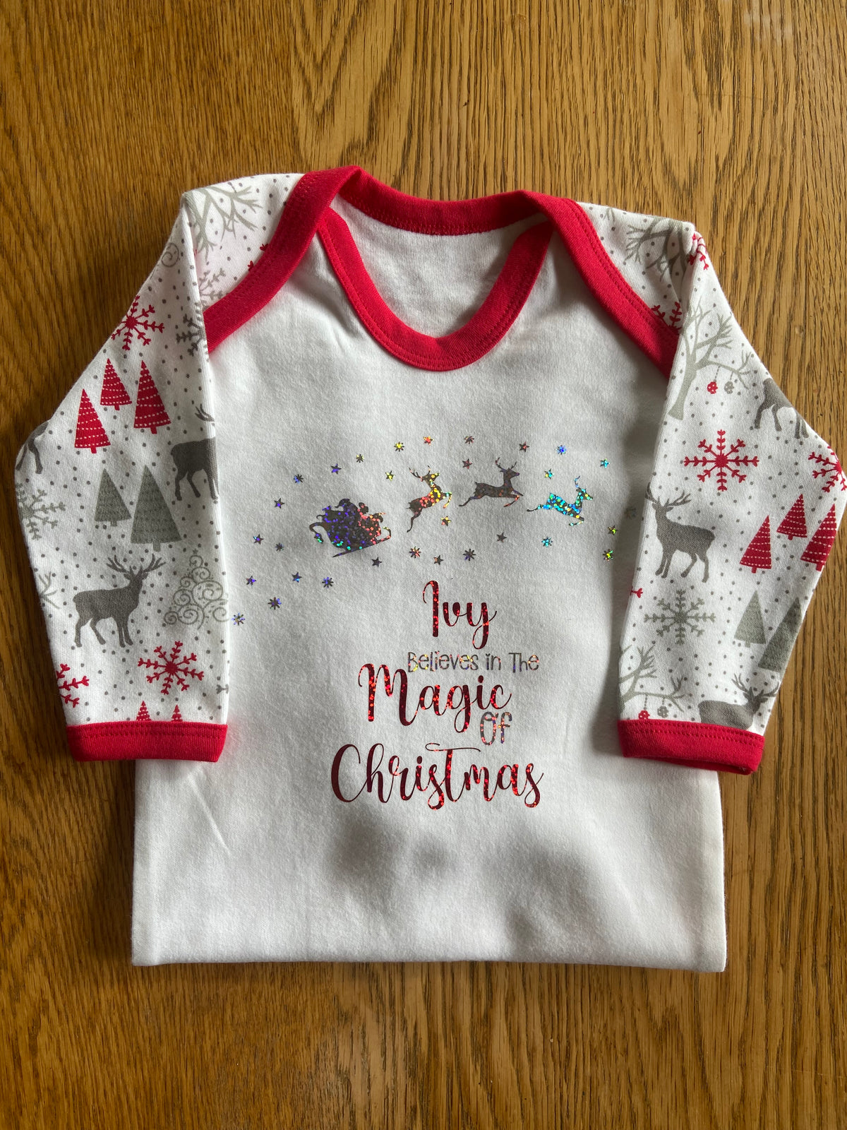 Luxury Personalised Family Christmas Matching Festive Red inspired Design PJ'S - Adults
