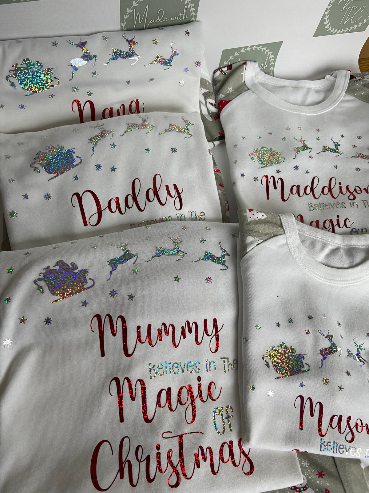 Luxury Personalised Family Christmas Matching Grey & Red Snowmen  PJ'S - Adults