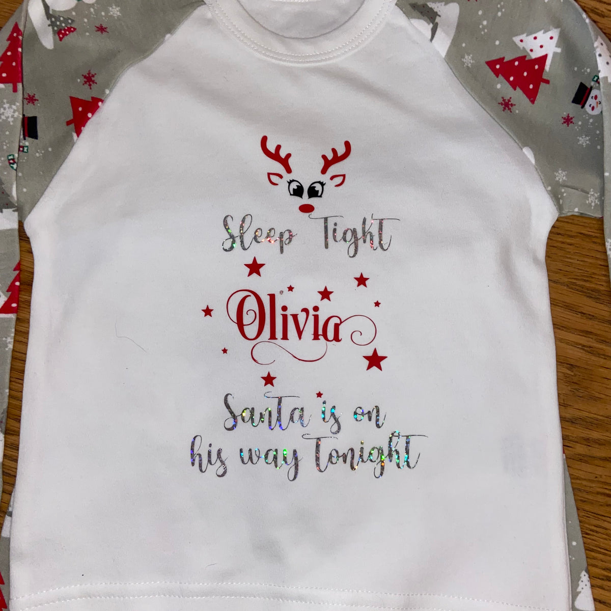 Luxury Personalised Family Christmas Matching Grey & Red Snowmen PJ'S - BABY /CHILDRENS