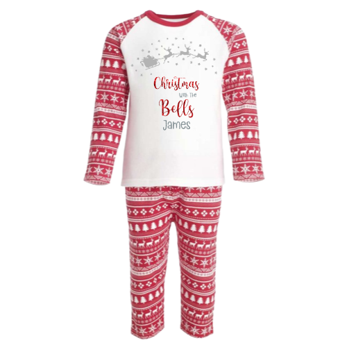 Luxury Personalised Family Christmas Matching Red inspired  PJ'S - BABY /CHILDRENS