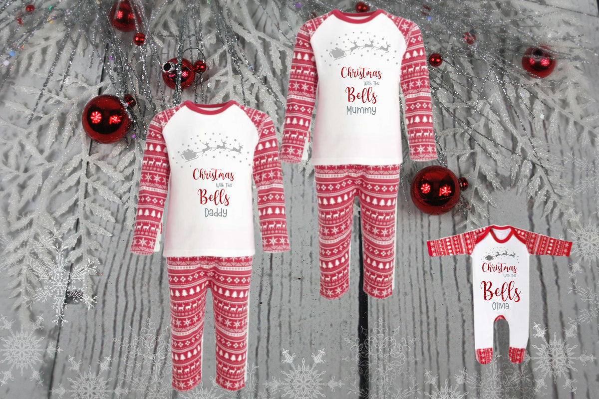 Luxury Personalised Family Christmas Matching Red inspired  PJ'S - BABY /CHILDRENS