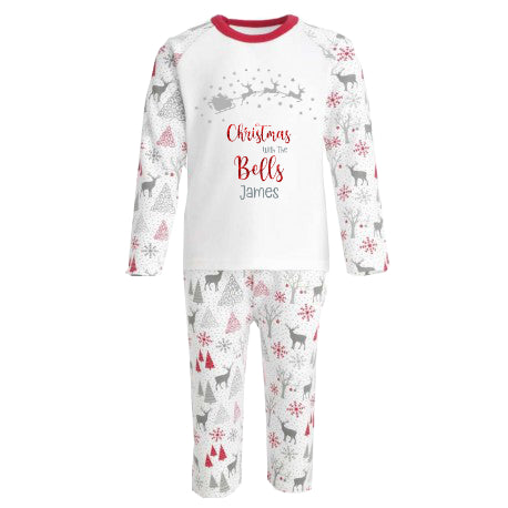 Luxury Personalised Family Christmas Matching Grey & Red Reindeer PJ'S - BABY /CHILDRENS