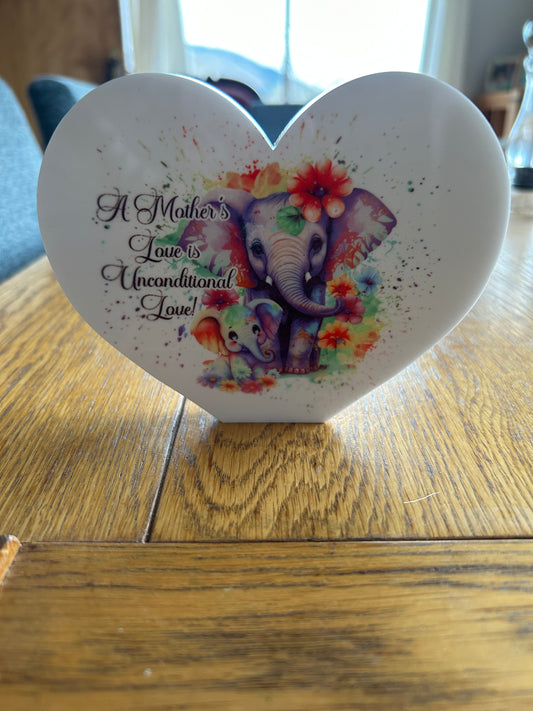 Mothers Day Free Standing Elephant Heart