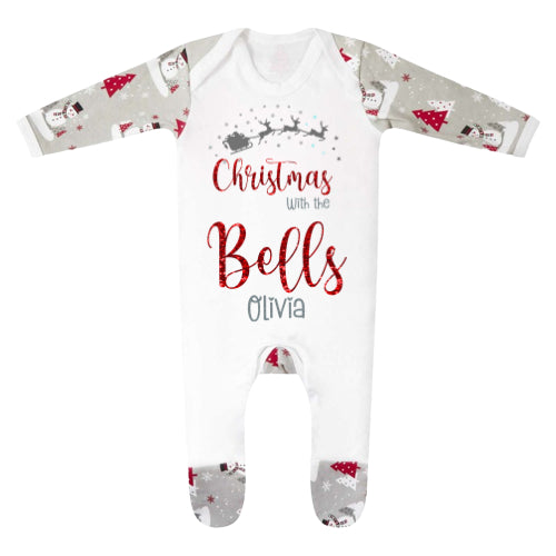Luxury Personalised Family Christmas Matching Grey & Red Snowmen PJ'S - BABY /CHILDRENS
