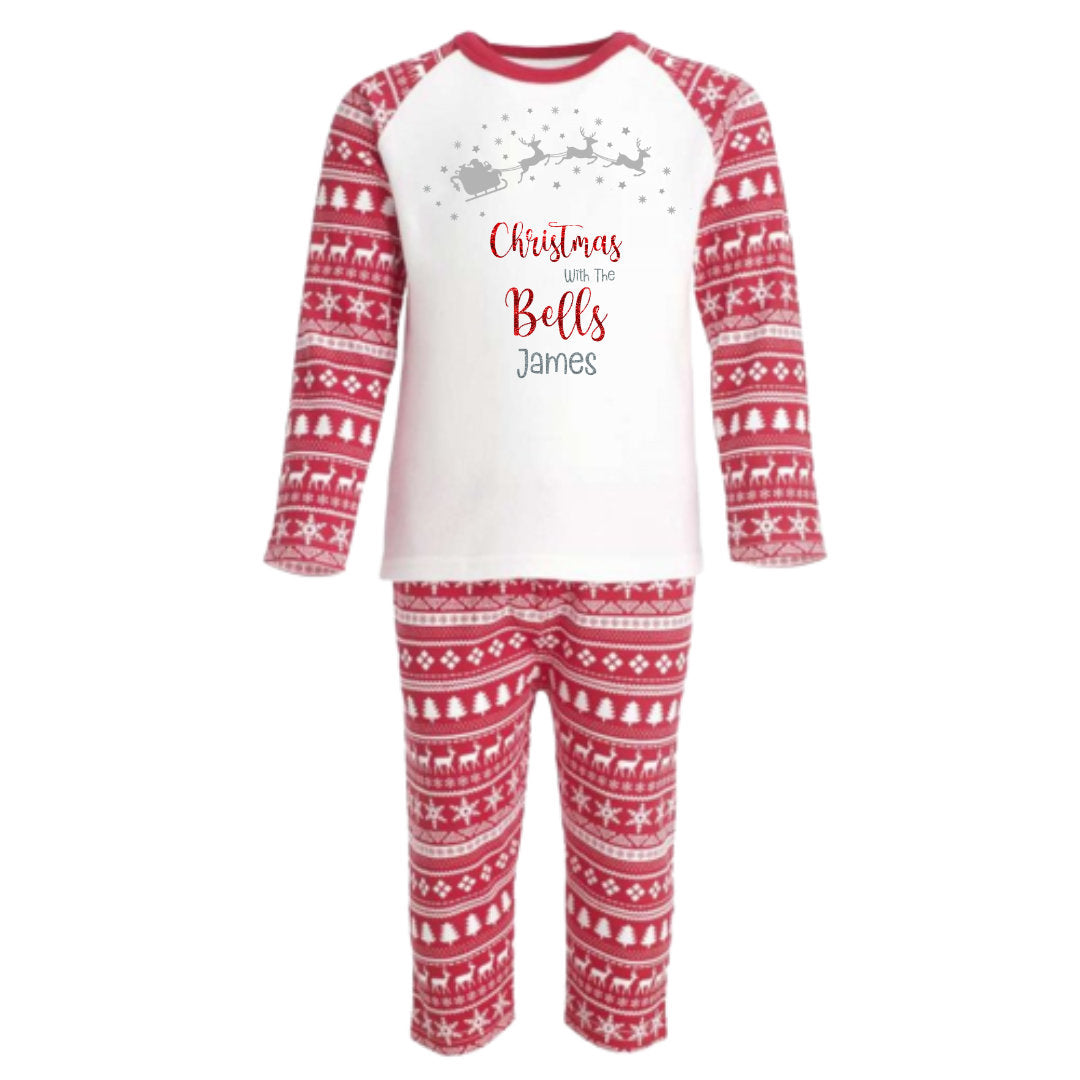 Luxury Personalised Family Christmas Matching Festive Red inspired Design PJ'S - Adults