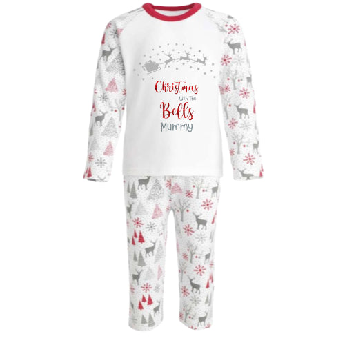 Luxury Personalised Family Christmas Matching Grey & Red Reindeer PJ'S - BABY /CHILDRENS