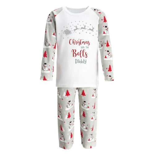 Luxury Personalised Family Christmas Matching Grey & Red Snowmen PJ'S - BABY /CHILDRENS